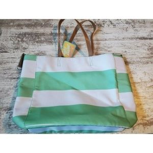 Retro Resort Handbag to Tote Mint Green & White
